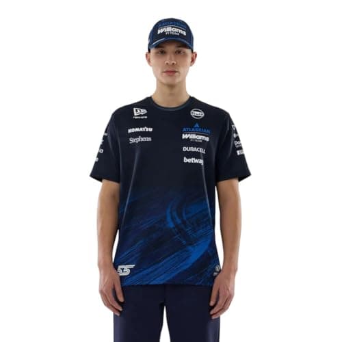 Image of New Era Williams Racing F1 Team, Official 2026 Collection, Team Tech Carlos Sainz Drivers T-Shirt, Shirt, Tee, Jersey, Navy Blue (UK, Alpha, XXL, Regular, Regular)