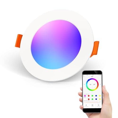 Image of DUSKTEC Recessed LED Downlights Alexa, 1 Pack, Smart Spot Lights Ceiling with APP & Voice Control, RGB Colour LED Spotlights 2700K-6000K, 10W Warm White to Cool White Dimmable Ceiling Recessed Lights