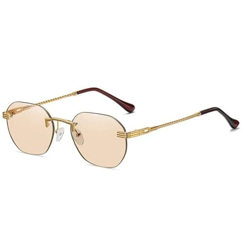 Image of TRRDB 2024 Frameless Sunglasses for Men and Women Classic Retro Metal Sunglasses, Golden Master, 145*141*43mm