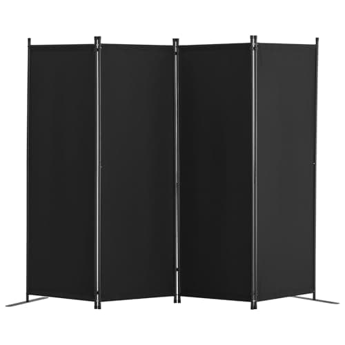 Image of VEVOR Room Divider, 4 Panel Room Dividers and Folding Privacy Screens, Fabric Partition Room Dividers for Office, Bedroom, Dining Room, Study, Freestanding, Black