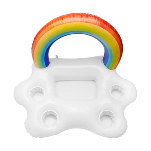 Image of Namvo Inflatable Rainbow Drink Holder Beverage Food Freshness Ice Beds Floating Drink Holder for Pool