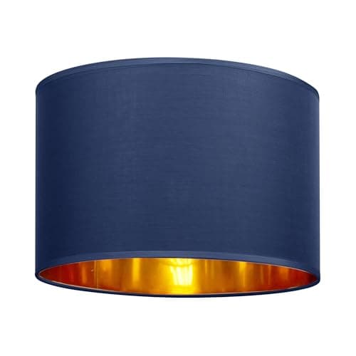 Image of GIGGI Fabric Lamp Shades with Golden Inner Light Shade Ceiling – Modern Lampshades for Ceiling Lights, Lamp Shades for Table Lamps, Floor Lamps, Living Room, Bedroom, Home Décor (Blue, 14")