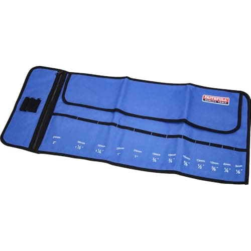 Image of Faithfull Chisel Roll 12 Pocket, Blue, FAICR12, Approximate size: 32 x 68cm