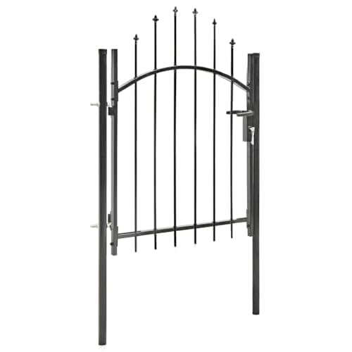 Image of ** vidaXL Garden Gate with Arched Top - 1x1.5m Black Steel Fence Gate for Outdoor Security, Patio, Terrace Barrier - Lockable