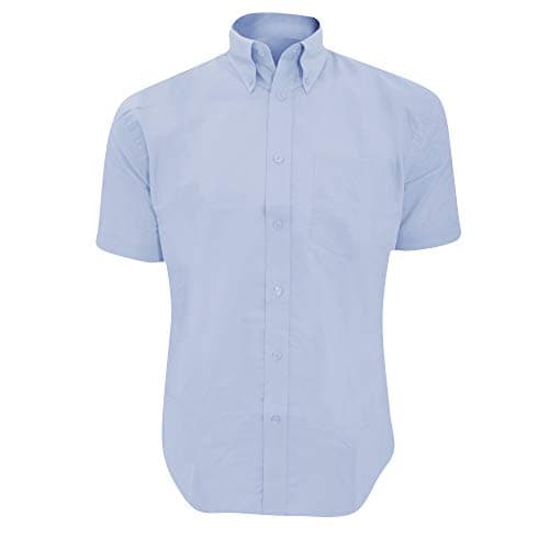 Image of Kustom Kit Mens Workwear Oxford Short Sleeve Shirt (17inch) (Light Blue)