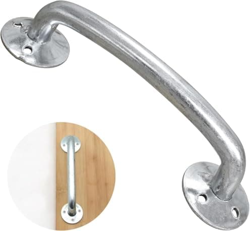 Image of OXTXO Heavy-Duty Galvanized Door Pull Handle, Bold D-Handle Industrial Gate Handle for Garage Warehouse Shed Barn Gate Garden Wooden Gate, 195Mm Length
