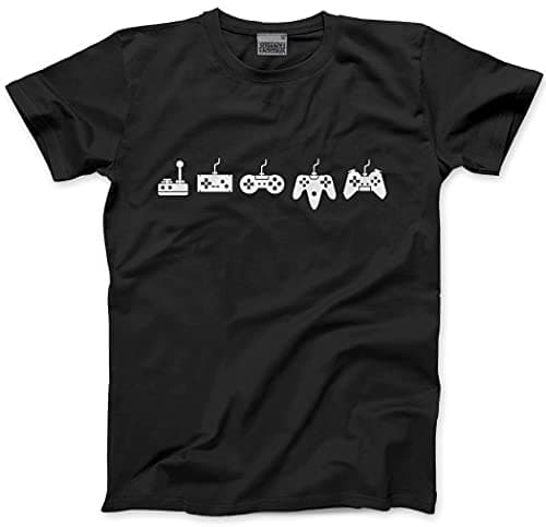 Image of HotScamp Evolution of A Video Game Controller - Mens Unisex T-Shirt - Gamer Gaming Retro L Black