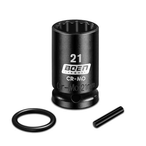 Image of Mr.wintek 21mm Scaffolding Impact Socket 1/2" Drive with Retaining Pin & O-Ring, 12 Point Design, CR-MO Steel for Scaffolding Coupler, Pipe Clamps, High-Torque Applications, Automotive Repair