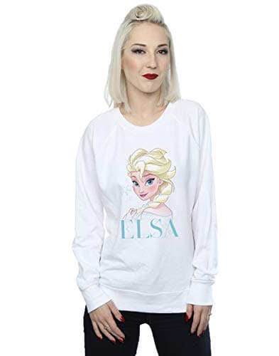 Image of Disney Women's Frozen Elsa Snowflake Portrait Sweatshirt White Large