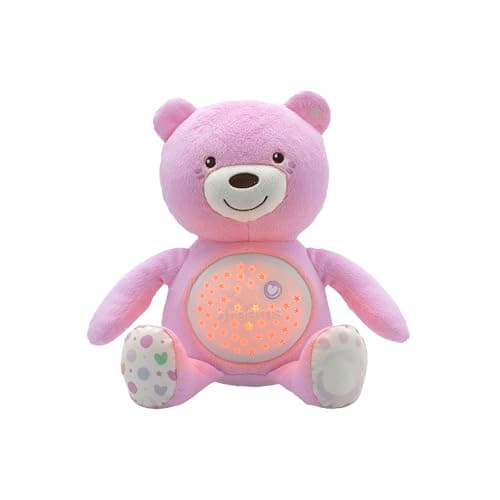 Image of Chicco First Dreams Teddy Bear with Night Light, Pink | Projects Stars, Lighting Effects, Relaxing Music, Calming for Baby