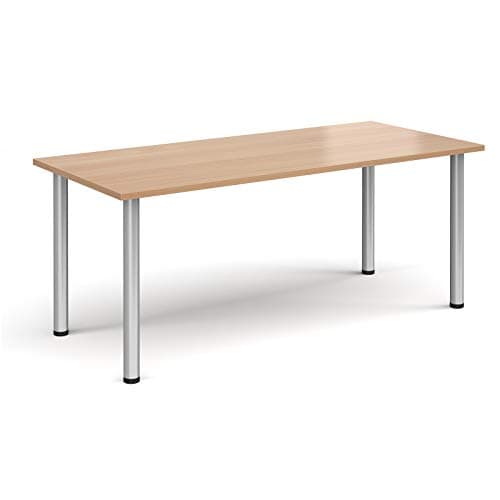 Image of Mr Office Rectangular radial leg meeting table - silver legs, Beech, 1800