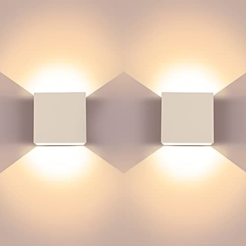 Image of UPFORU 2 Pcs Modern Wash Lights, Aluminum Up and Down Indoor Lamp, 6W 3000K LED Wall Sconce, Suitable for Living Room, Bedroom and Hallway, Warm White, 3.9"×3.8"×2"