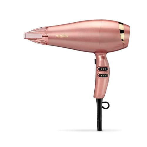 Image of BaByliss Rose Gold Hair Dryer - 2100W Professional Ionic Blow Dryer, Lightweight Travel Hairdryer, Fast Drying Ceramic Hair Dryer, 3 Heat & 2 Speed Settings, Rose Gold, 5336U