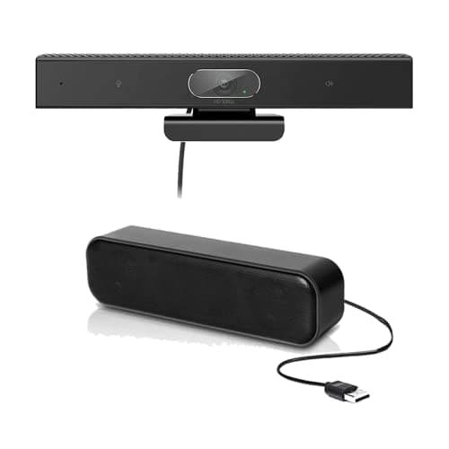Image of Professional HD 1080p Webcam Noice Cancelling Mics 120° Wide Angle USBA & USBC Compatible with Microsoft Teams Zoom Cisco Webex PC Laptop Mac (HD Webcam + USB Soundbar)