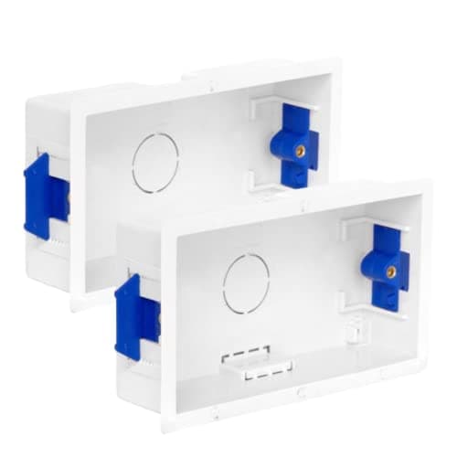 Image of AXIOM 35-45mm Dry Lining Back Box Flush Wall Electrical Recessed Flush Mount Deep Pattress Box Fused Spur Euro Module Faceplates (1 Gang, 2 Gang, Dual, Triple) (45mm 2 Gang, 2)