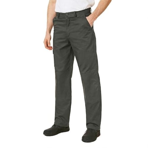 Image of Iron Mountain Men’s Workwear Cargo Trousers with Knee Pad Pockets Heavy Duty Multi Pocket Double Stitched Durable Cotton Blend Work Pants for Construction, Trade and Warehouse (Grey, 30W/31L)