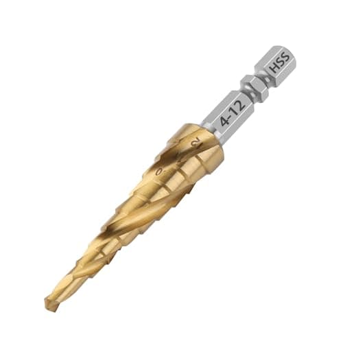 Image of Vearter 4-12mm Step Drill Bit for Metal, 4241 HSS 9 Steps Cone Cutter, Spiral Flute Hex Shank Hole Cutter Drill Bit for Stainless Steel, Iron, Aluminium, Copper, Plastic, Wood