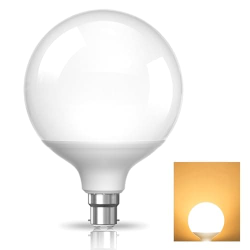 Image of TobeBright Large Globe Light Bulbs Bayonet, Warm White 3000K, G120 B22, 20W(200W Equivalent), White Lampshade, Round LED Bulb 1500 Lumen Energy Saving, Perfect for Indoor Room LED Bulbs, Non Dimmable