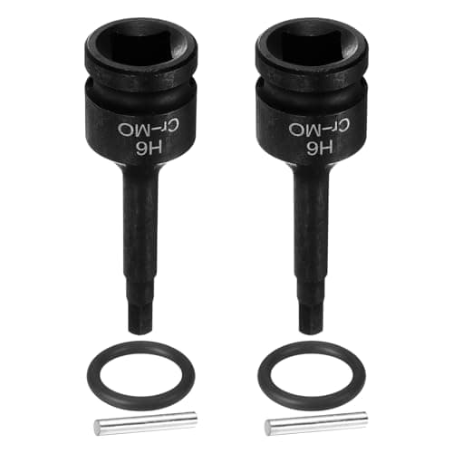 Image of sourcing map 2pcs 1/2" Drive Impact Hex Bit Socket 6mm Metric CR-MO Steel 6-Point Sockets with Cotter Pin for Power Drill Drivers Adapter