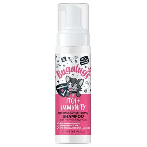 Image of Bugalugs Itch & Immunity No Rinse Cat Shampoo for Itchy Skin sensitive skin with Probiotics for cats - kitten shampoo and cat shampoo for indoor cats for sensitive skin (No Rinse Shampoo 200ml)
