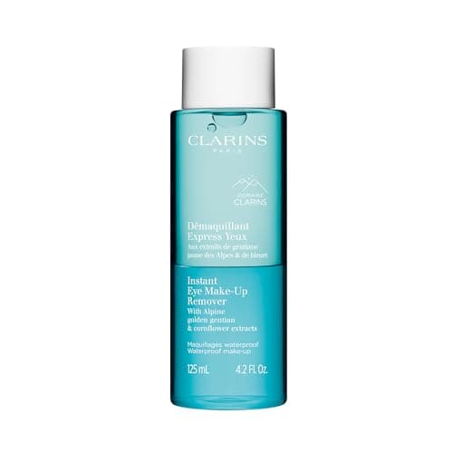 Image of Clarins Instant Eye Make-Up Remover 125ml | Bi-Phase Waterproof Makeup Remover | Gentle, Non-Greasy Formula for Sensitive Eyes