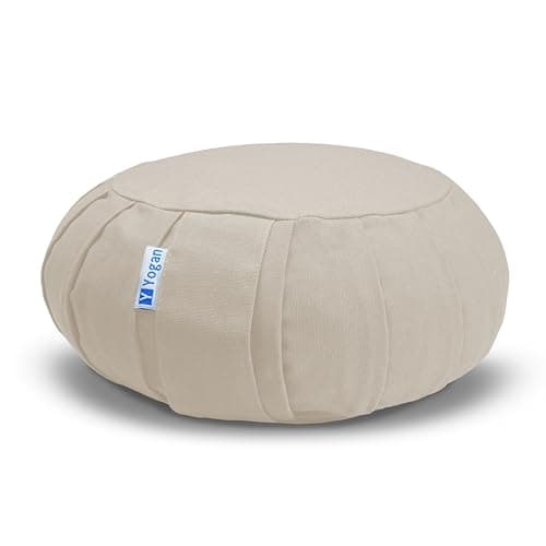 Image of Yogan Yoga Cushion/Meditation Cushion | Natural Buckwheat Hulls Filling | Outer Cover (Could be Removed and Washed) - Made of 100% Organic Cotton (Ivory White)