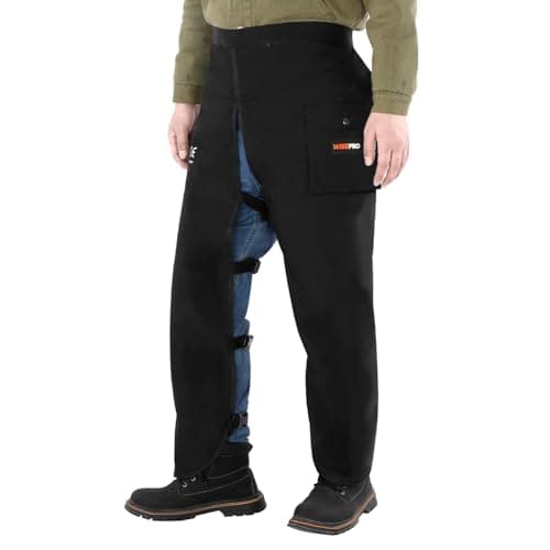Image of WISEPRO Universal Chainsaw Safety Leggings, Cut Protection Chaps, Adjustable Protective Chaps, Trousers, Chainsaw Apron, Safety Trousers for Men/Women, black, One Size