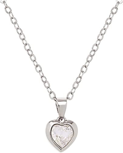 Image of Ted Baker Hannela Crystal Heart Pendant Necklace For Women (Silver/Crystal)