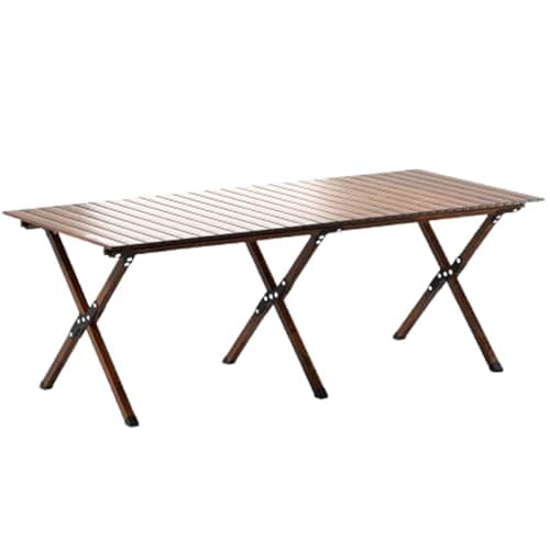 Image of Portable Folding nic Table – 150cm Wooden Grain Outdoor Dining Table Expandable Camping Table for Grilling nics Hiking & Outdoor Activities