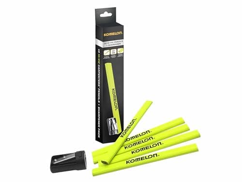 Image of Komelon Carpenters Pencil and Sharpener Set, 10 Piece, perfect for drawing saw lines, drill points etc