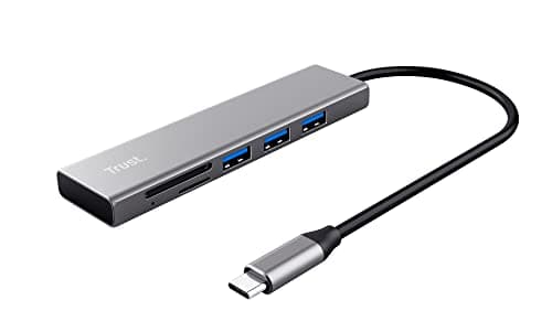 Image of Trust 24191 Halyx Fast USB-C Hub and Card reader, 3 Extra Ports, 5Gbps with USB 3.2 Gen 1, SD and micro-SD card reader 104 MB/s, (micro) SD, SDHC and SDXC up to 2 TB