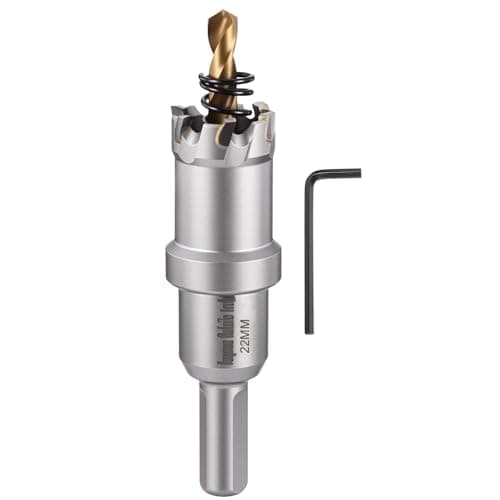 Image of CoCud 7/8" (22mm) Hole Saw, Tungsten Carbide TCT Hole Cutters with Drill Bit - for Thick Hard Metal, Stainless Steel, Copper, Aluminum