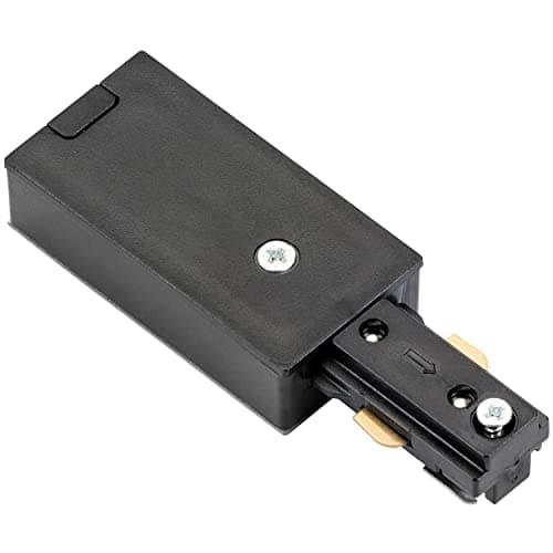 Image of Commercial Track Light Live End Connector - 107mm Length - Black Polycarbonate Rail System - Mains Voltage Track - Dimmable Circuit Connector