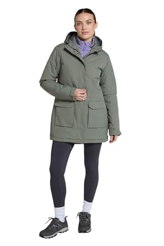 Image of Mountain Warehouse Ranger Womens Water Resistant Padded Parka Jacket - PFC Free Breathable Coat with Padded Insulation - Autumn Winter Outdoors, Travelling & Hiking Khaki Women's Size 16