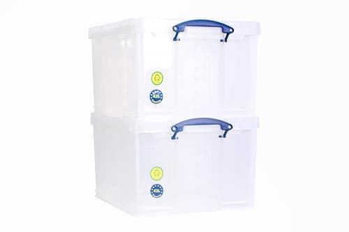 Image of Really Useful Box Plastic Storage 42 Litre Clear (Pack Of 2)
