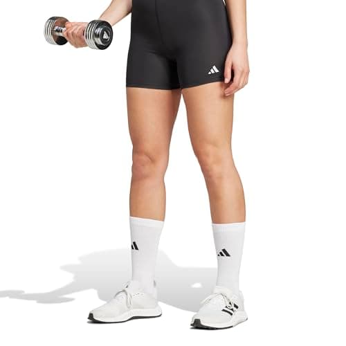 Image of adidas Women's Techfit Short Leggings, Black/White, XL 5 inch