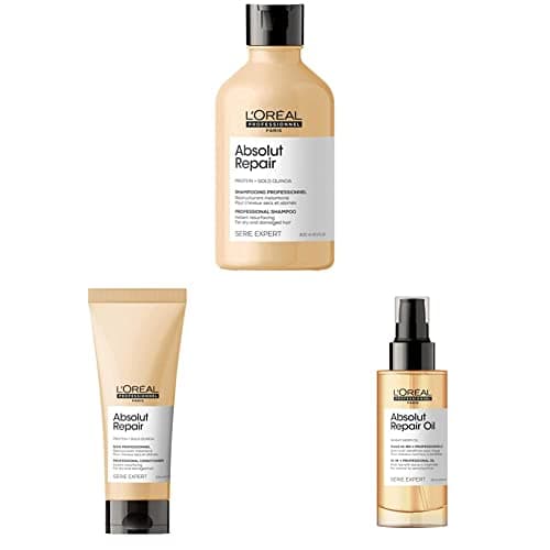 Image of L’Oréal Professionnel Conditioner, With Protein And Gold Quinoa for Dry And Damaged Hair, Serie Expert Absolut Repair, 200 ml