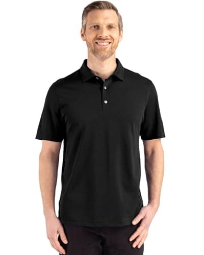 Image of Cutter & Buck Advantage Refresh Epic Confidence Recycled Mens Big & Tall Tri-Blend Pique Polo, Black, 4X Tall