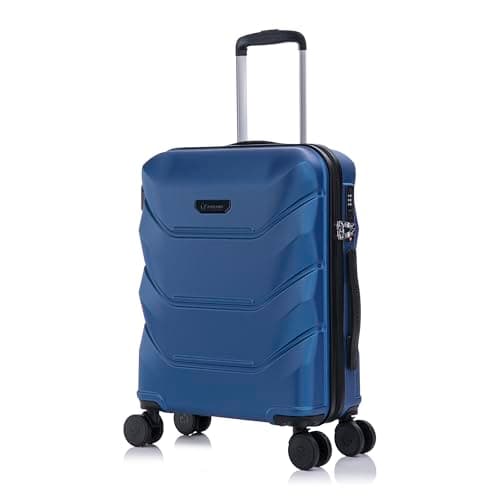 Image of Rocklands® Cabin Suitcase 55x40x20cm Hard Shell TSA Lock, 4 Spinner Wheels, Lightweight Hand Luggage Small Bag, Approved for 100+ Airlines Including Ryanair, EasyJet (Navy Blue, Cabin (20 Inch))