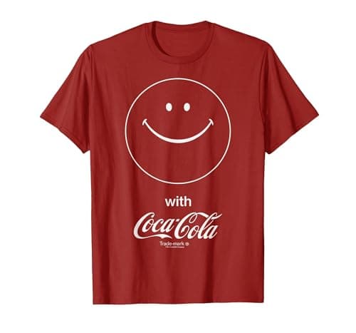 Image of Coca-Cola Smiley Face Smile with Coke Graphic T-Shirt T-Shirt, Men, Cranberry Red, 3X-Large