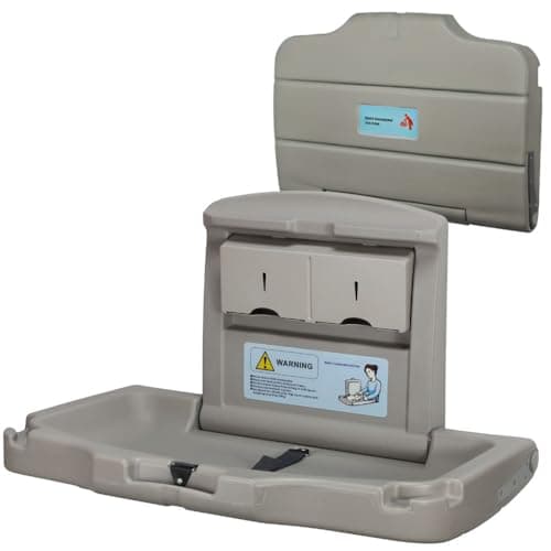 Image of Wall Mounted Folding Baby Changing Unit, Commercial Baby Changing Station, Changing Table for Public Use (Grey)