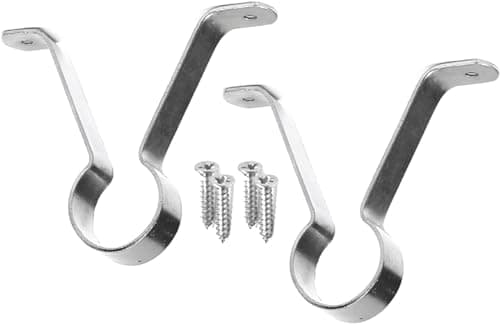 Image of SISI UK Pack of 2 Hanging Rod Wardrobe Rail Bracket Supports Large Chrome Hanging Rods Support Brackets Hanging Rod Centre Fix Brackets for Wardrobe Rods Fits for 19mm Rail.