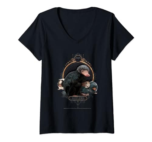 Image of Womens Fantastic Beasts 2 Baby Nifflers V-Neck T-Shirt
