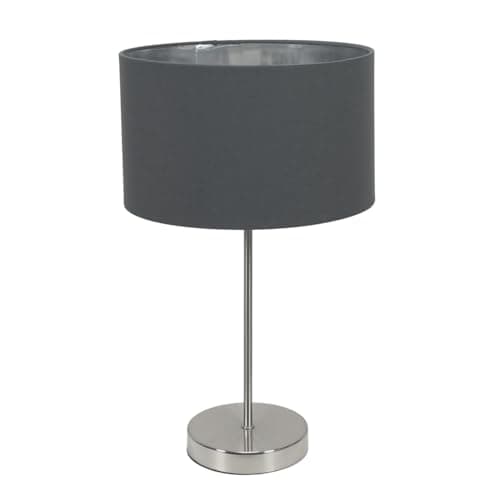 Image of ValueLights | Charlie Brushed Chrome Stem Table Lamp with Charcoal & Chrome Inner Shade & Warm White Bulb | Table Lamps, Home Décor & Improvement Essential