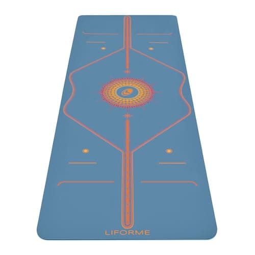 Image of Liforme Printed Yoga Mat Collection - Free Yoga Bag, Patented Alignment System, Warrior-like Grip, Non-Slip, Eco-friendly, Sweat-resistant, Long, Wide and Thick for Comfort (Radiant Sun-Blue)