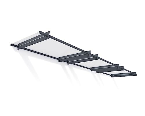 Image of Canopia By Palram Nancy 4500 Front Door Canopy 450 x 94 cm Grey Sun Protection Front Door Canopy Including Rain Gutter