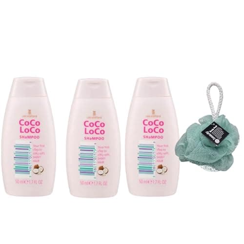 Image of Lee Coco Loco Mini Shampoo,your first Step to Silky Soft Shiny Hair, 3 PACK 50ml With Free Beauty Body Puff(Any Colour) Travel Size