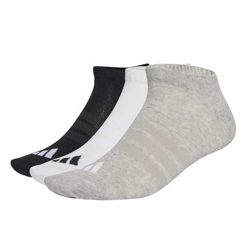 Image of adidas Unisex THIN&LIGHT ESSENTIALS LOW CUT SOCKS 3 PAIR PACK, medium grey heather/white/black, 6.5-8
