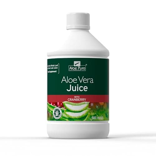 Image of Aloe Pura Aloe Vera Juice with Cranberry , Natural , Vegan , Cruelty Free , Food Supplement, 500 ml