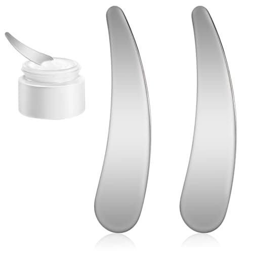 Image of 2 PCS Cosmetic Makeup Spatula, Metal Face Mask Applicator Skincare Tools, Mini Spatula for Face, Beauty Spatulas Spoon for Sampling and Mixing Makeup Cosmetic
